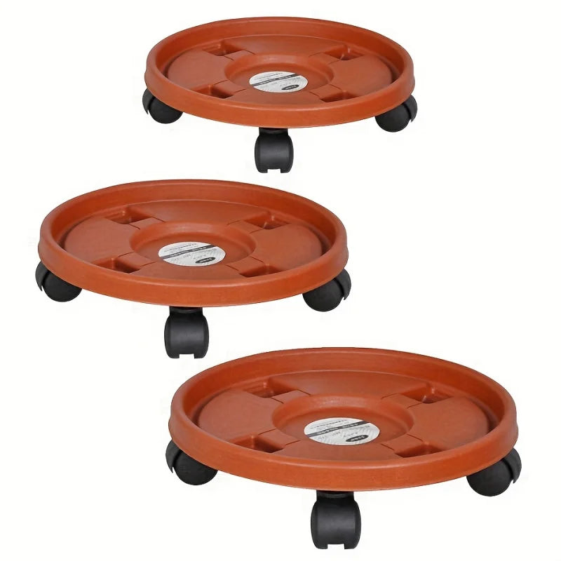 plateau fleur mobile orange pratique roulettes 33cm 30cm 26cm