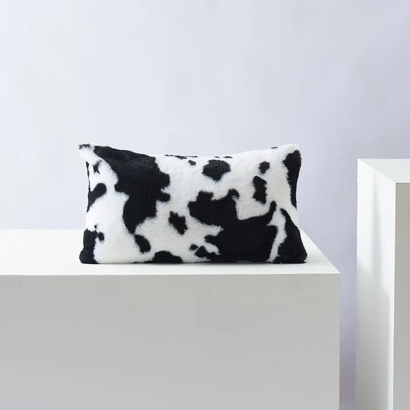 taies d'oreiller jacquard imprimées motif tacheté moderne 100% polyester non toxique noir blanc marronclair