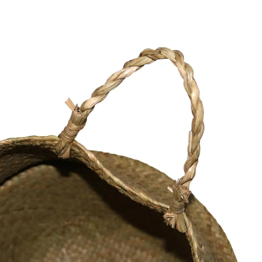 panier tissé fleurs naturel rouge vert orange motifs géométriques rustique.storage ecofriendly