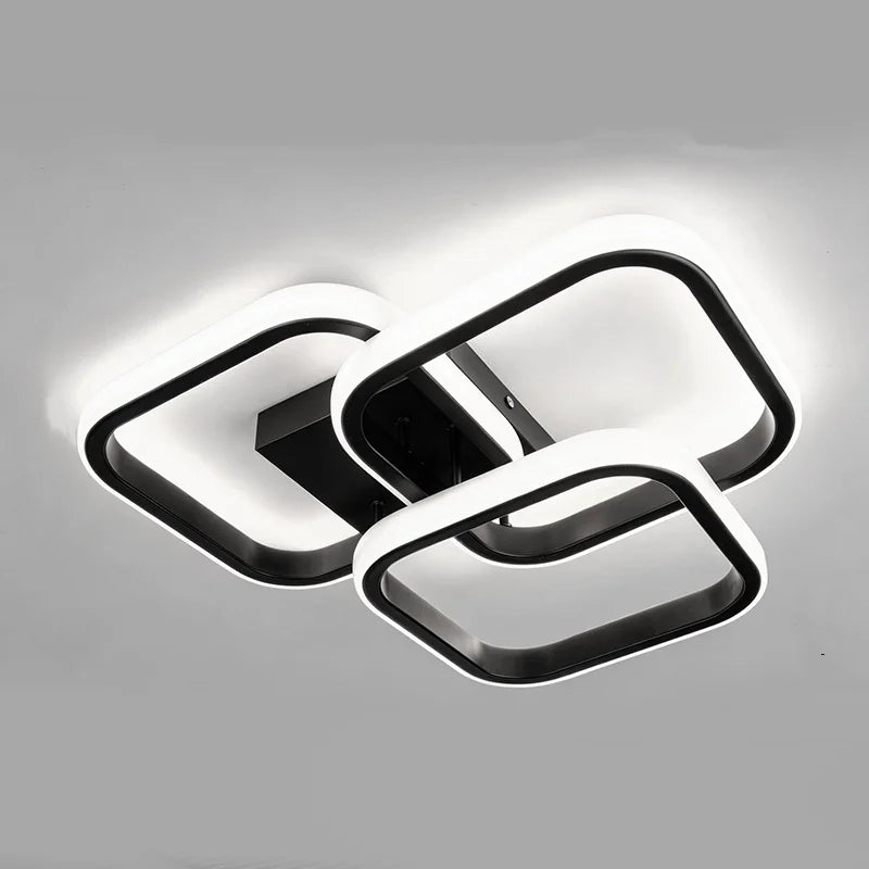 lampe led moderne noire blanc géométrique carré opaque minimaliste montée surface chambre salon