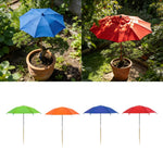 parasol extérieur moderne piquet bois protection solaire plantes couleurs vert orange bleu rouge