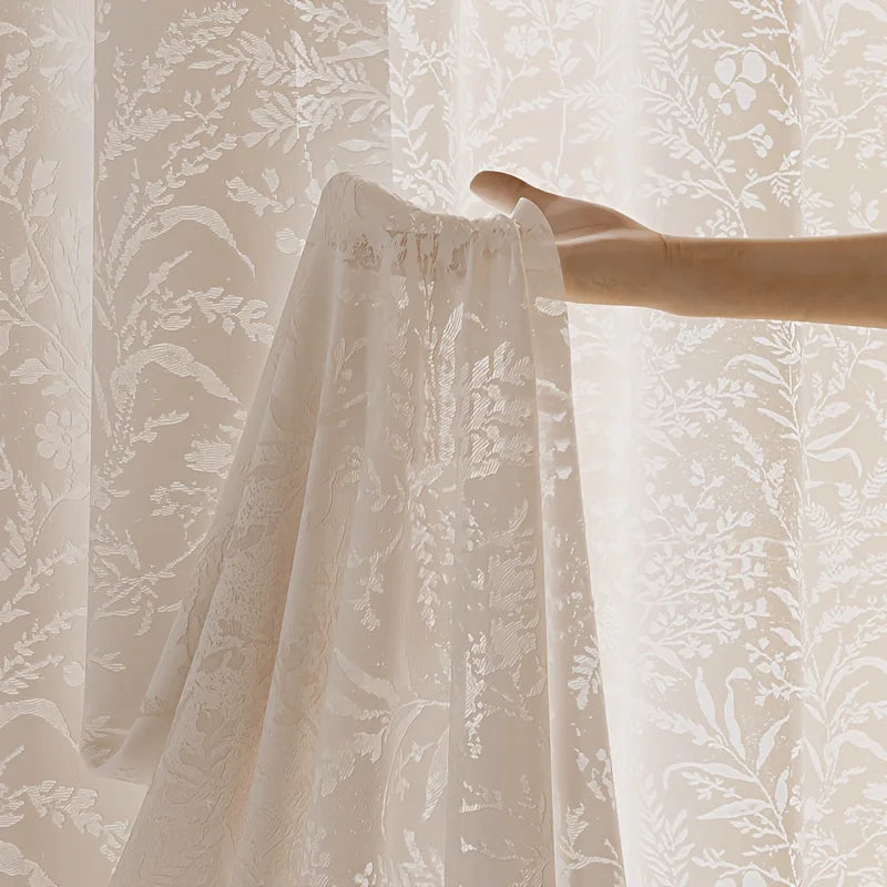 rideau douche imprimé floral beige clair semi transparent classique anneaux métalliques polyester relief
