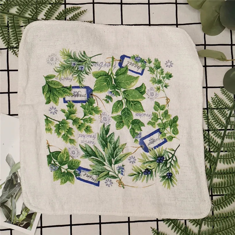 serviettes cuisine coton florales vintage blanc vert rouge jaune bleu noir absorbantes 20x20cm