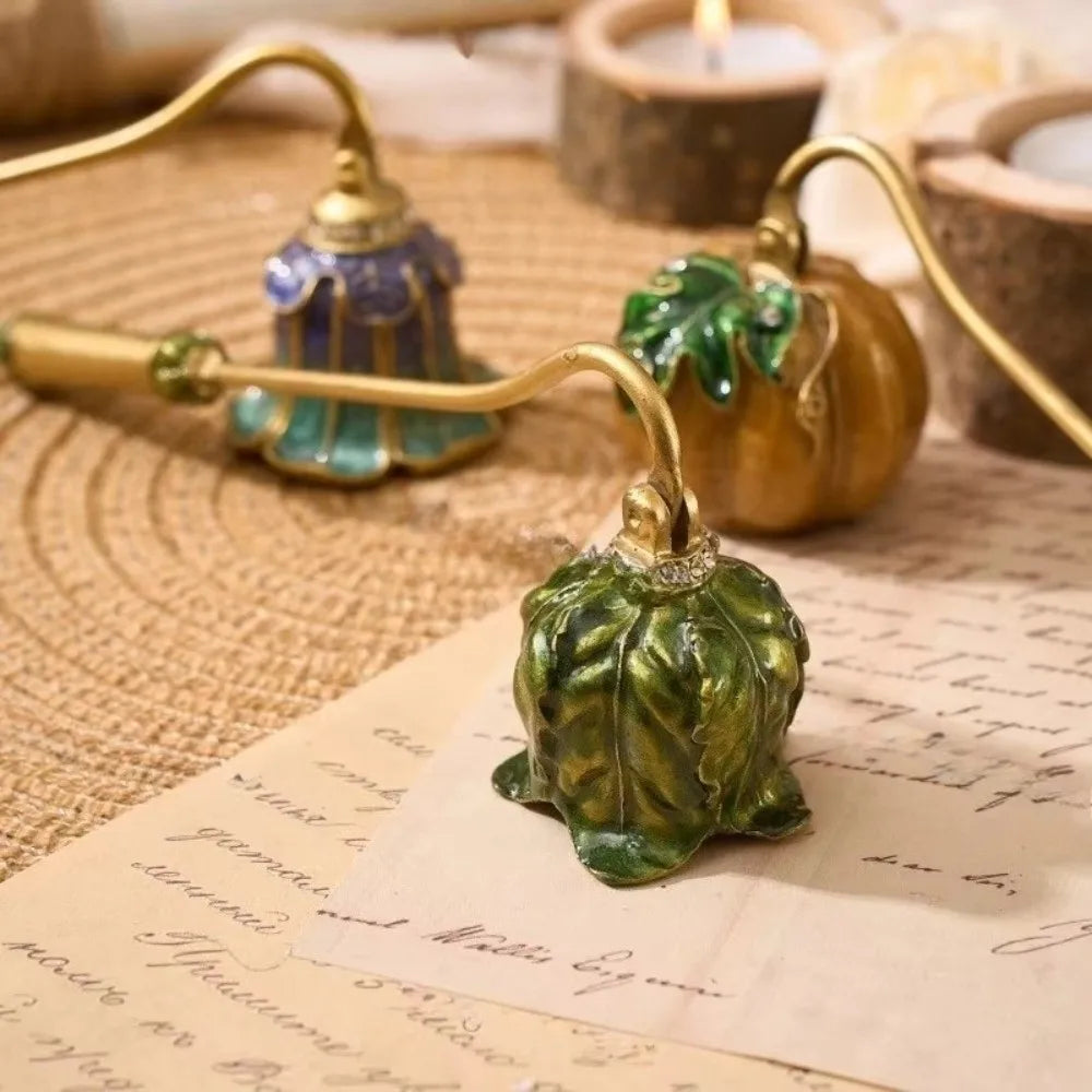 bougie allumette artisanale vintage motif floral or vert bleu tringle fixée unique