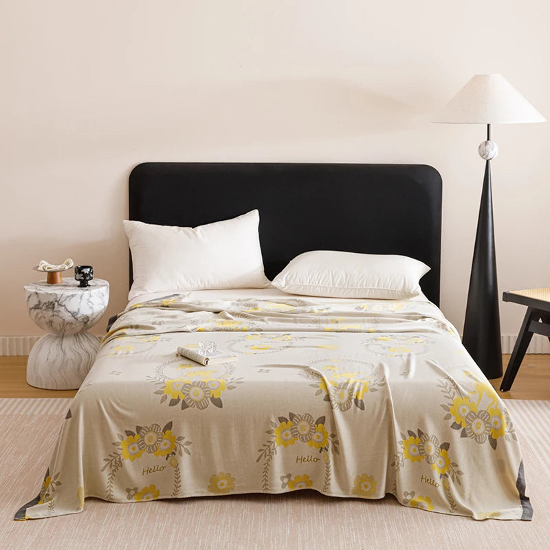 couverture fibre bambou motif floral deux oreillers canapé lit maison