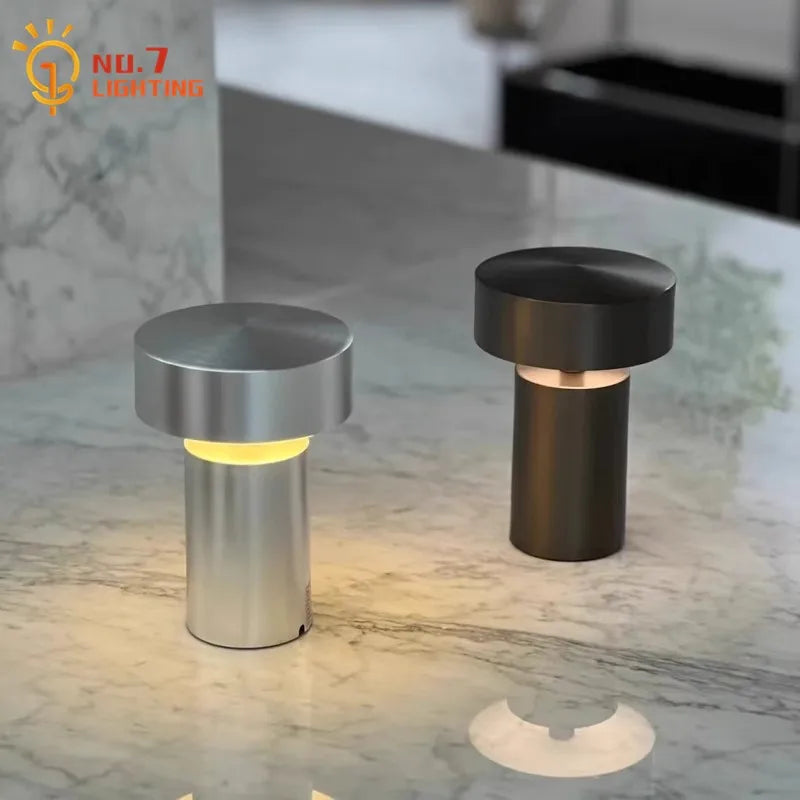 lampe table moderne rechargeable led bronze noir mat opaque sans fil