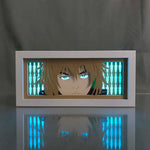 cadre lumineux illustration personnage cheveux dorés yeux différents art contemporain blanc doré chambre jeuDecoration