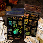 sticker musical vintage noir doré lettres notes floraux décoration journal 100x150mm