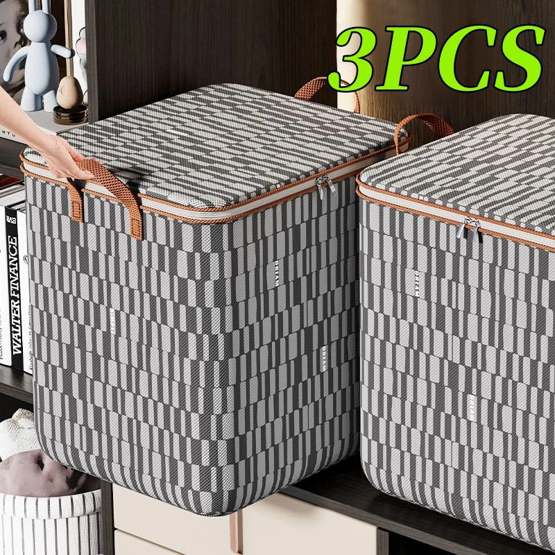 boîtes rangement réutilisables pliables carreaux gris blancs modernes poignées cuir coussin protection 120kg capacité