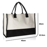 sac main toile lettre imprimée blanc noir rubans classique poignées intérieur noir zippé capacitaire