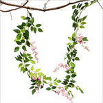 Guirlande fleurs artificielles hortensia vert blanc rose violet mariage intérieur