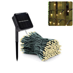 guirlande lumineuse solaire 300 LED blanches fil noir moderne extérieure jardin décoration noël vacances