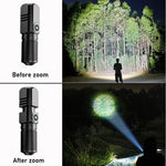 lampe poche led rechargeable 10000 lumens modes variateur rainures texturées lentille