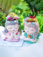 cache pot figurine féerique résine décoratif plantes succulentes fleurs jardin maison