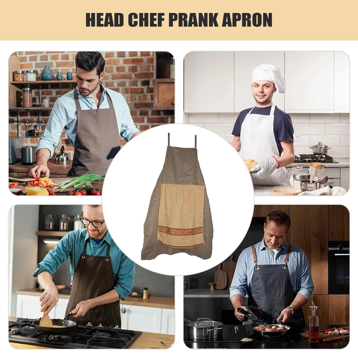 tablier cuisine gris beige motif texturé bretelles ajustables torchon chef professionnel