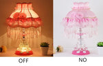 lampe table vintage rose chambre enfant abat jour dentelle interrupteur bouton led romantique chambre