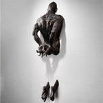 statue résine gris métallisé texture granuleuse art contemporain pieds détachables adhésif décoration intérieure abstraite