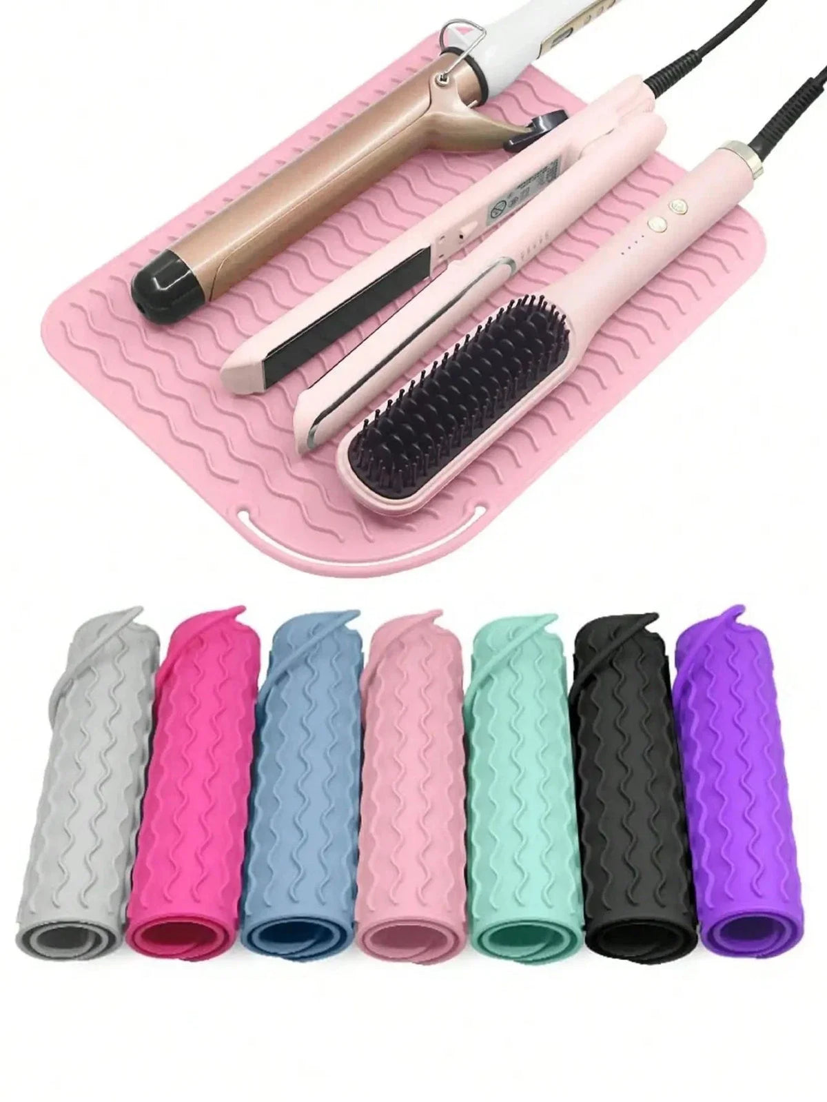 protège thermique coiffeur ondulé gris rose bleu vert noir violet moderne minimaliste