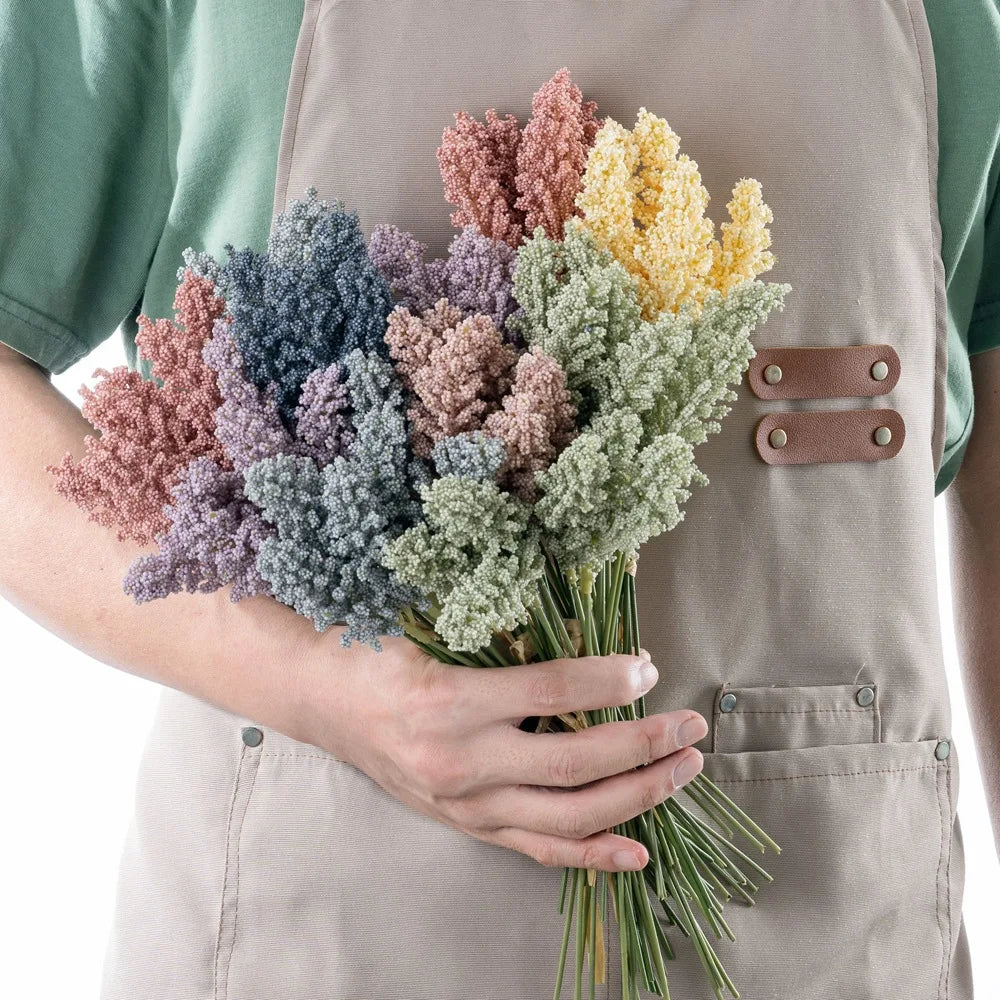 Bouquet fleurs séchées naturel rose gris vert jaune blanc opaques intérieur décoration maison anniversaire