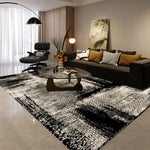 tapis moderne géométrique noir blanc gris love is love adhésif salon chambre polypropylène polyester