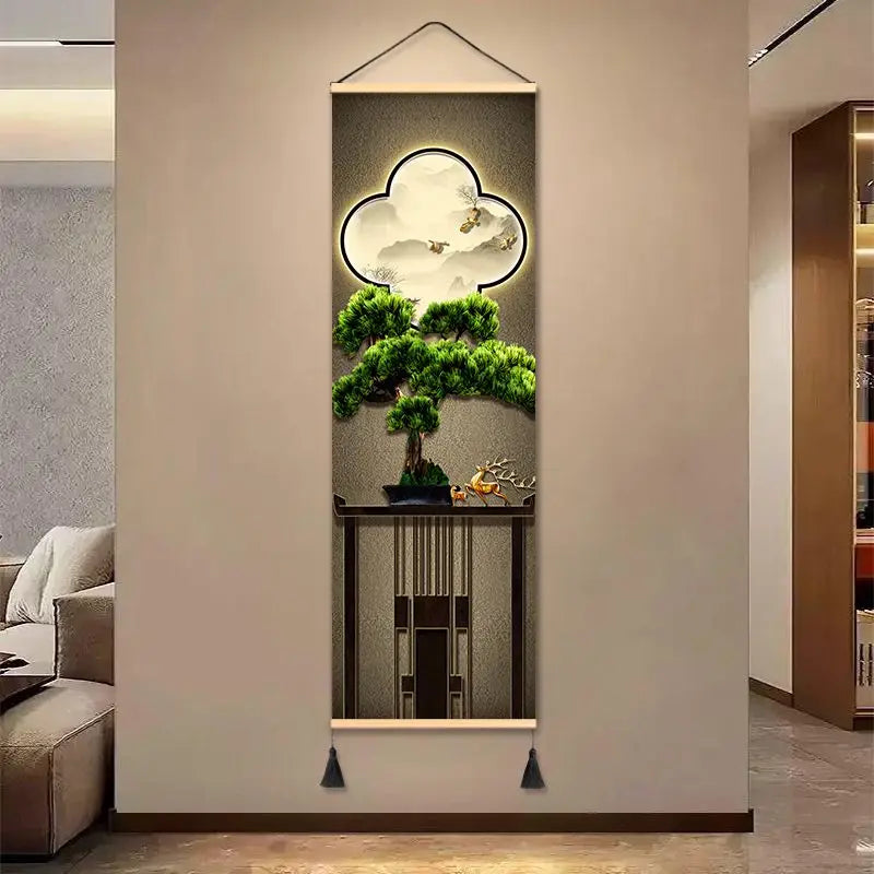 Tapisserie murale pin Zen gris violet