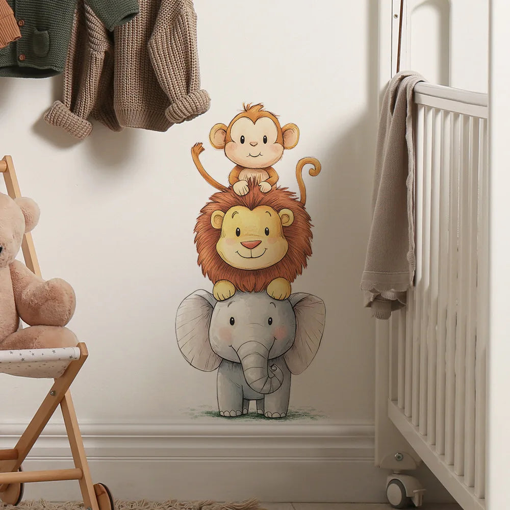 stickers muraux animaux enfants modernes multicolores adhésifs résistants l'eau chambre bébé decoration chambre filles