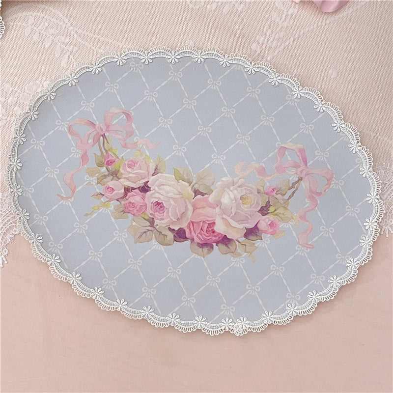 Set de table cuir imprimé rose vue ensemble