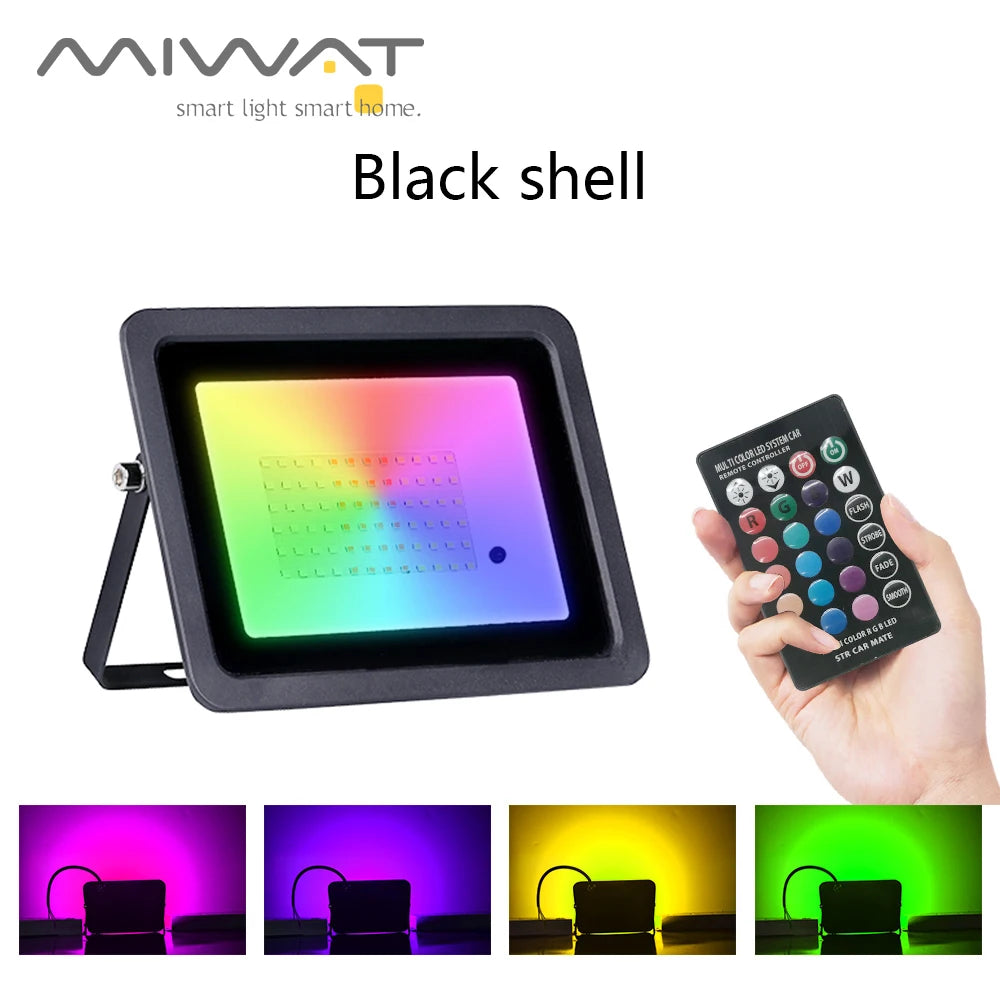 projecteur led rgb blanc noir moderne certification ip68 étancheextérieur télécommande