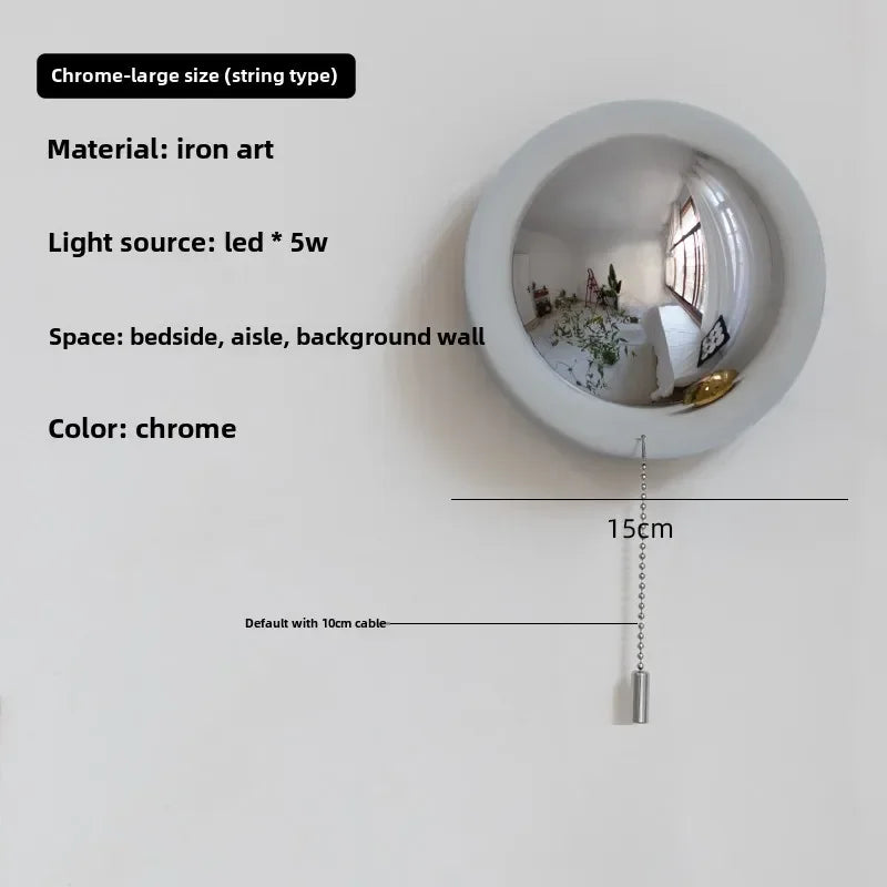 lampe led sphère lumineuse moderne minimaliste argentée dorée noire brillante opaque adhésif
