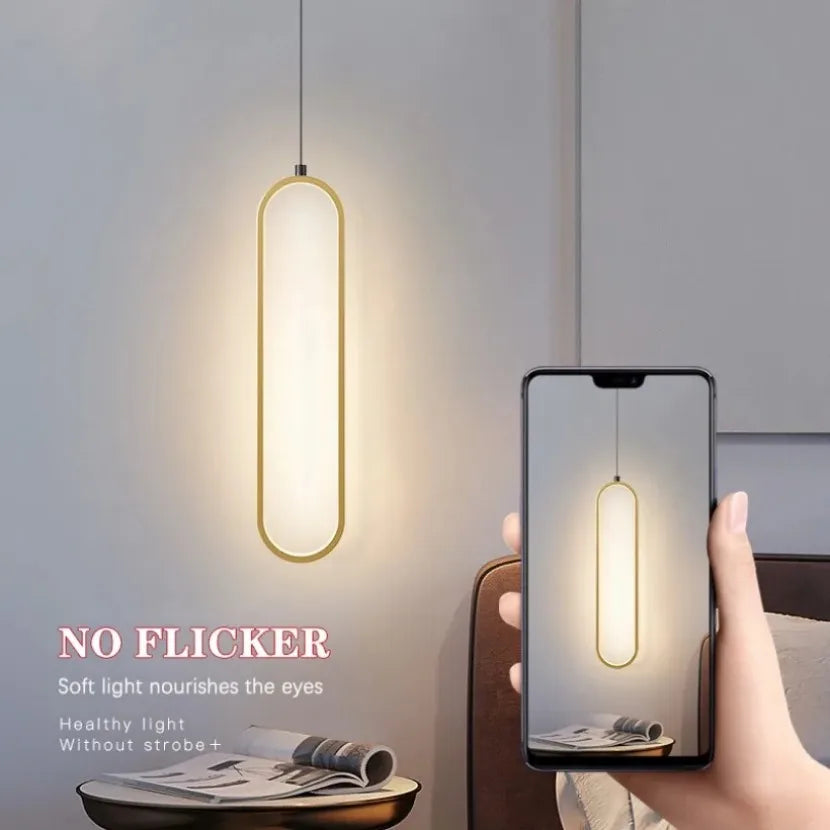 Suspension lumineuse moderne forme pince papier noir or câble suspendu interrupteur tactile