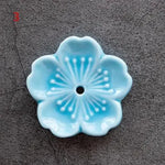support bâtonnets encens fleurs stylisées artisanal rose bleu vert jaune blanc