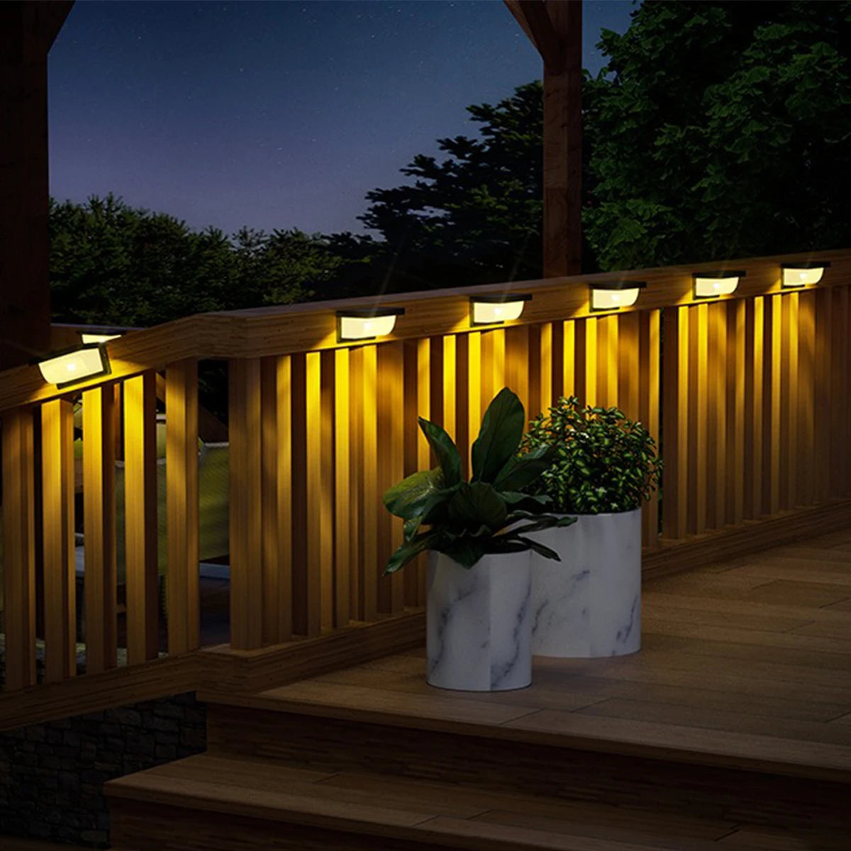 lumières solaires extérieures modernes jaune blanc vert escalier terrasse