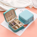 boîte bijoux simili cuir moderne compartiments noir vert rose clair orange fermeture éclair portable