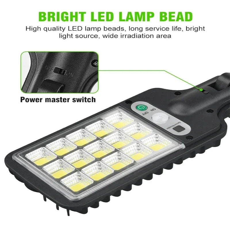 lumière solaire rue extérieure ip65 led noire moderne capteur mouvement autoinstallation