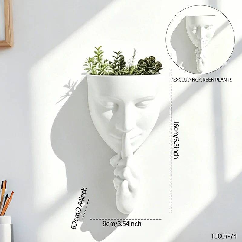 décoration murale moderne cache plantes masque blanc noir résine art contemporain texture granuleuse