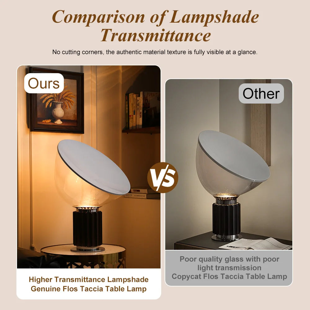 lampe table moderne verre transparent blanc base métal chambre coucher