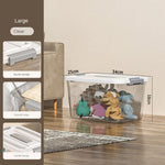 boîtes rangement transparentes plastique moderne poignées gris clair empilables organisation maison jardin