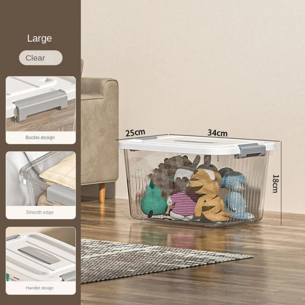 boîtes rangement transparentes plastique moderne poignées gris clair empilables organisation maison jardin