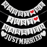 guirlande mariage just married bannières lettres cœur blanc rouge décoration anniversaire événement