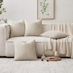 housse coussin carré tissage texture polyester coton moderne bleu marine clair beige marron