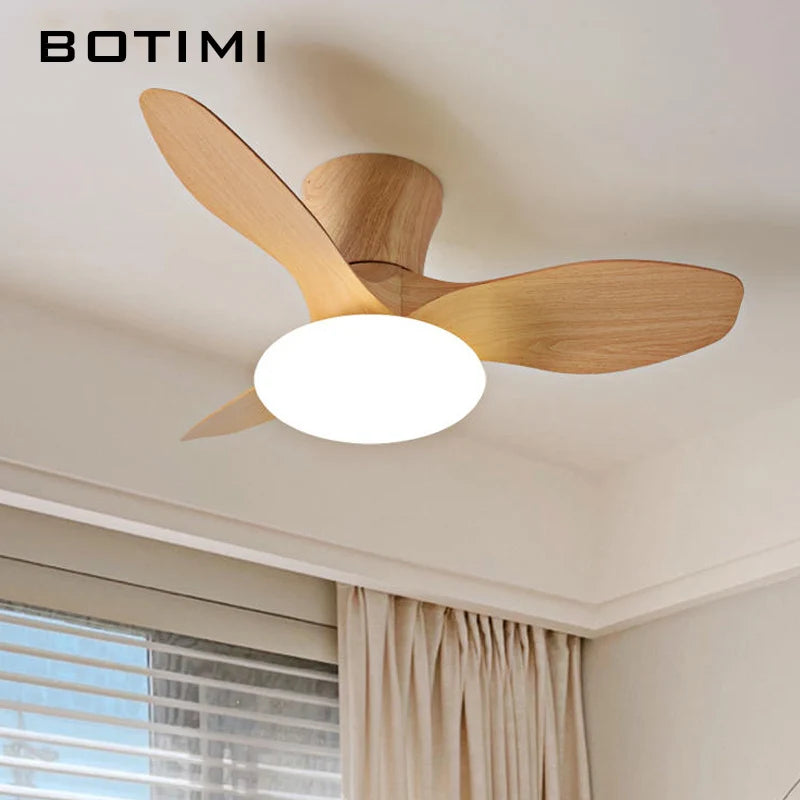 ventilateur moderne lumière led télécommande bois naturel moderne