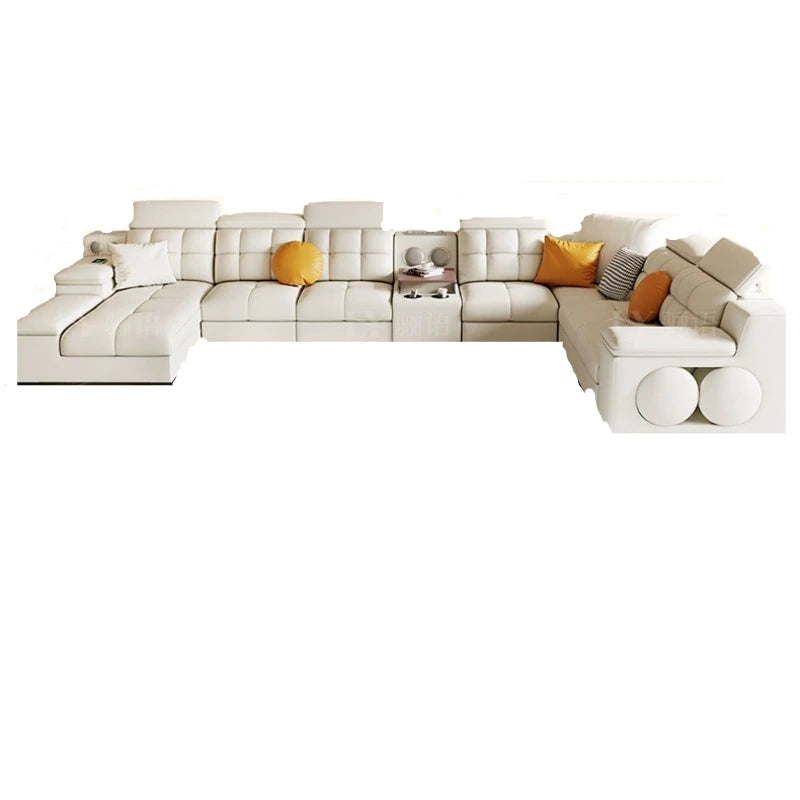 canapé d'angle blanc moderne coussins décoratifs adhésif salon bois minimaliste