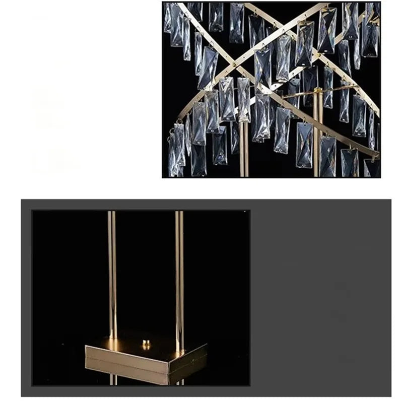 décoration intérieure moderne or argent cristaux transparents structure métallique sculpturale luxe