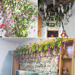 guirlande fleurs artificielles vigne glycine extérieur décoration mariage arches romantique pendantes blanc violet