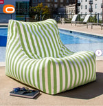 coussin d'assise jardin rayures beige blanc moderne piscine extérieur housse fauteuil plage grande