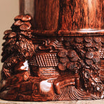porte crayons bois sculpté paysage traditionnel marron foncé pinceau doré