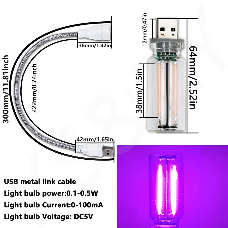 ampoule led usb flexible transparente moderne décoration intérieure multiple couleurs adaptable lumière nocturne rechargeable