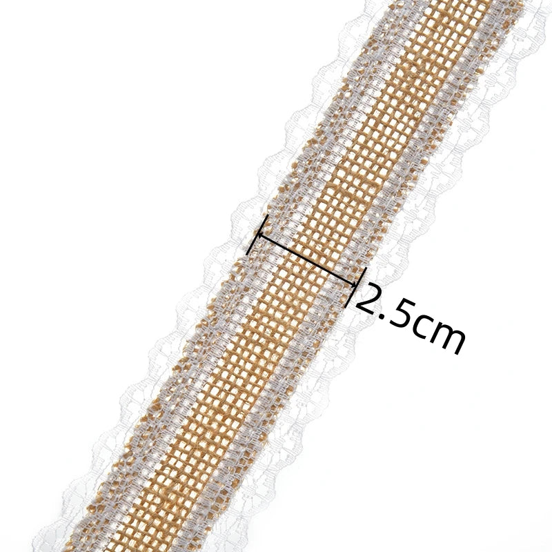 ruban jute dentelle blanche vintage rustique 2m 5m opacité beige blanc decoration cadeau festive