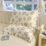 taies d'oreiller coton fleur vintage rose bleu beige romantique 48x74cm