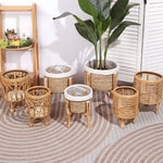 pots plante naturel blanc corde tressée bois rustique boho chic plastique transparentintérieurextérieurbalcon